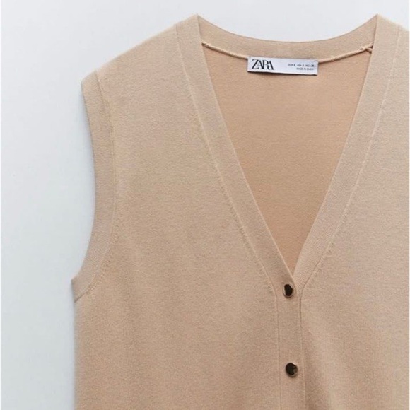 Zara Tan Knit Vest Size Medium NWT - Picture 4 of 7